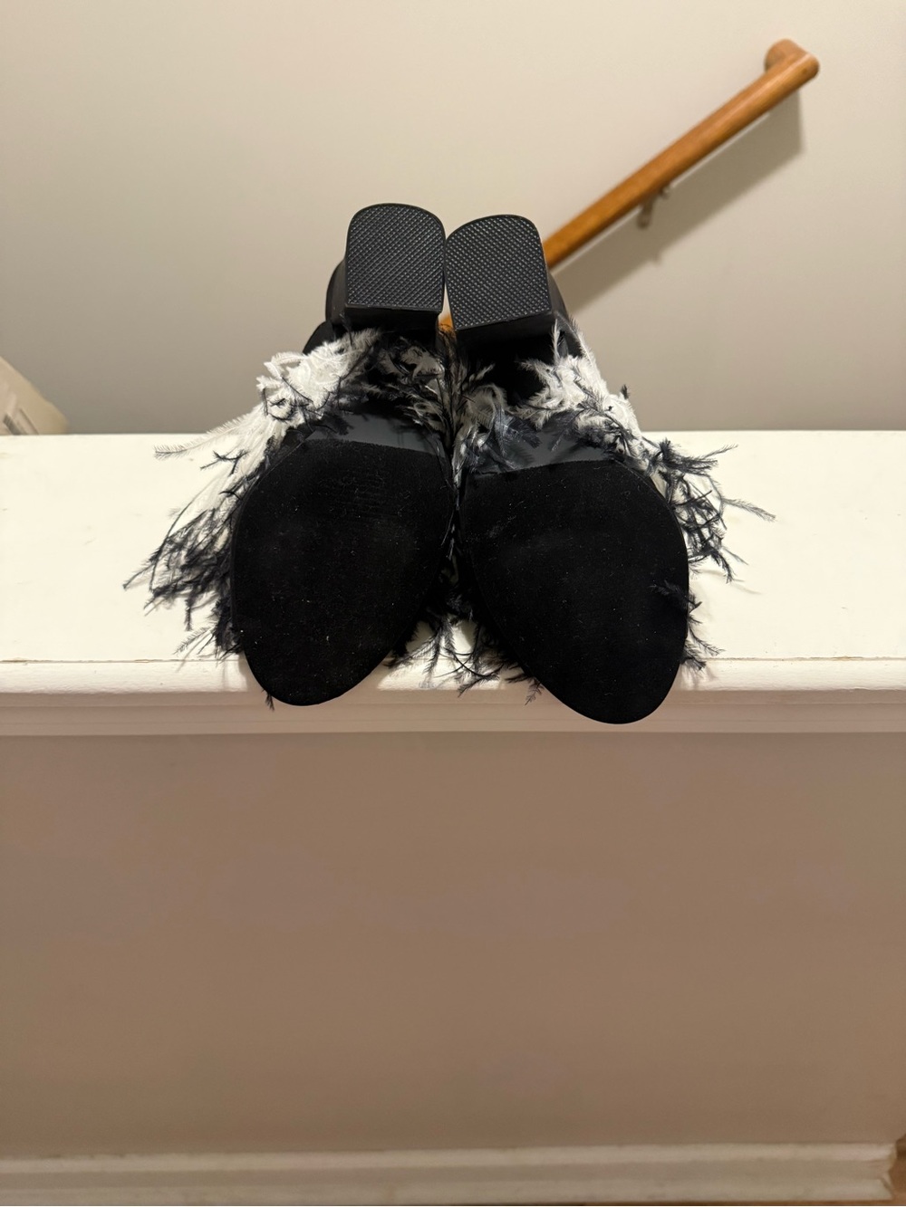 Women's Black Feathered Pointed Toe Heels